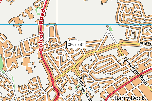 CF62 8BT map - OS VectorMap District (Ordnance Survey)