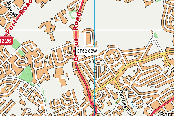 CF62 8BW map - OS VectorMap District (Ordnance Survey)