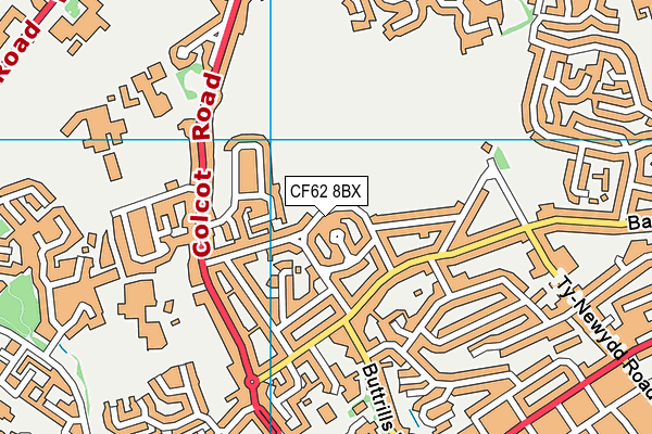 CF62 8BX map - OS VectorMap District (Ordnance Survey)