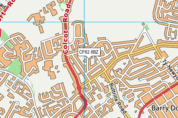 CF62 8BZ map - OS VectorMap District (Ordnance Survey)