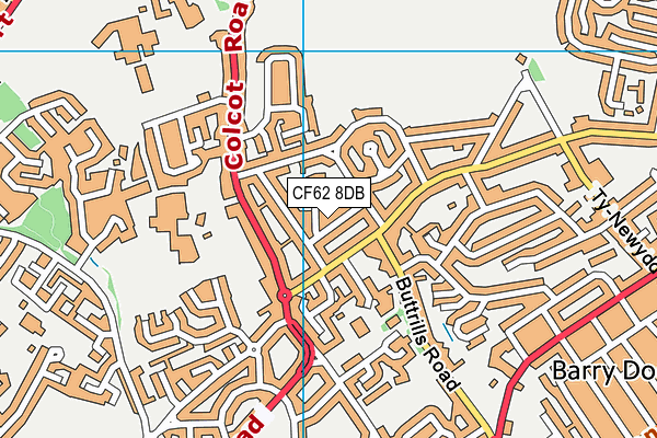 CF62 8DB map - OS VectorMap District (Ordnance Survey)