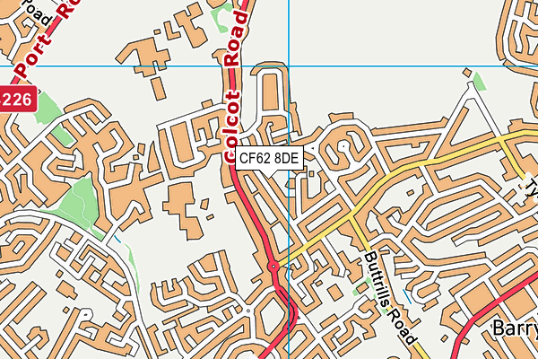 CF62 8DE map - OS VectorMap District (Ordnance Survey)