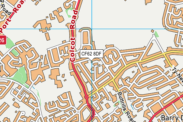 CF62 8DF map - OS VectorMap District (Ordnance Survey)