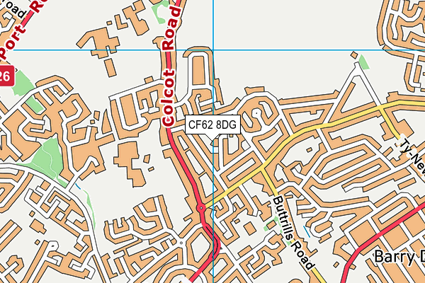 CF62 8DG map - OS VectorMap District (Ordnance Survey)