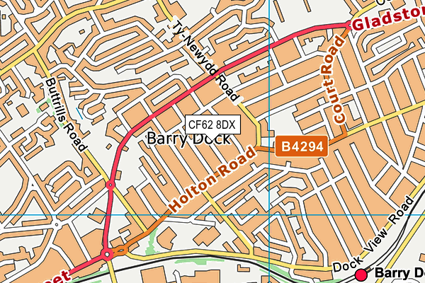 CF62 8DX map - OS VectorMap District (Ordnance Survey)