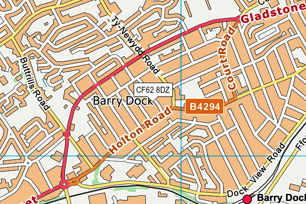 CF62 8DZ map - OS VectorMap District (Ordnance Survey)