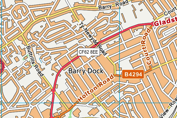 CF62 8EE map - OS VectorMap District (Ordnance Survey)