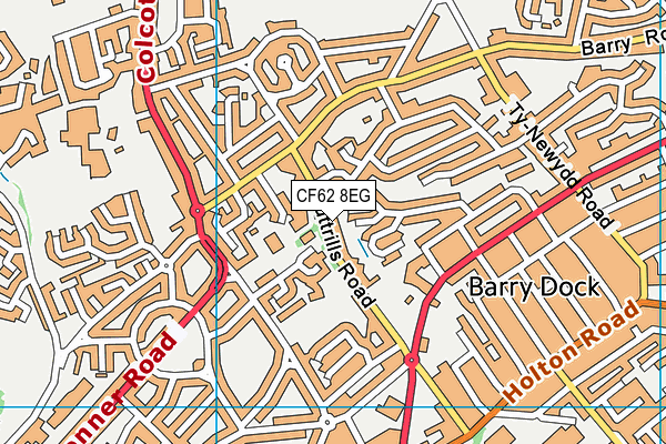 CF62 8EG map - OS VectorMap District (Ordnance Survey)