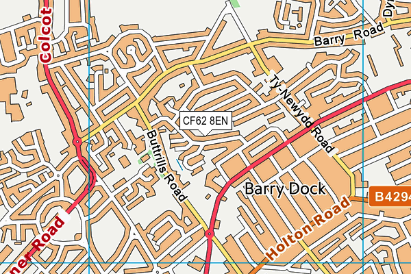 CF62 8EN map - OS VectorMap District (Ordnance Survey)