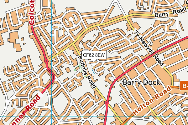 CF62 8EW map - OS VectorMap District (Ordnance Survey)