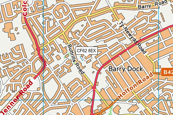 CF62 8EX map - OS VectorMap District (Ordnance Survey)