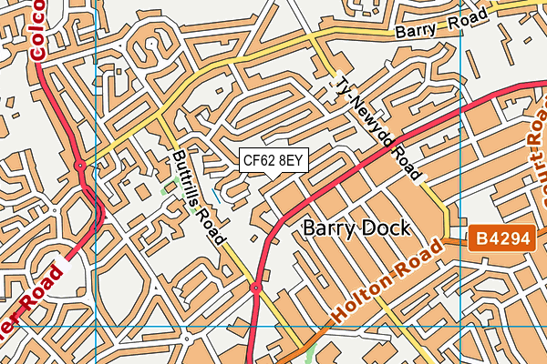 CF62 8EY map - OS VectorMap District (Ordnance Survey)