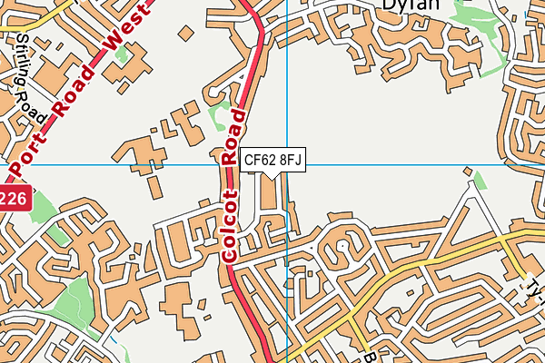 CF62 8FJ map - OS VectorMap District (Ordnance Survey)