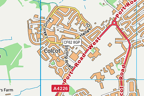 CF62 8GP map - OS VectorMap District (Ordnance Survey)