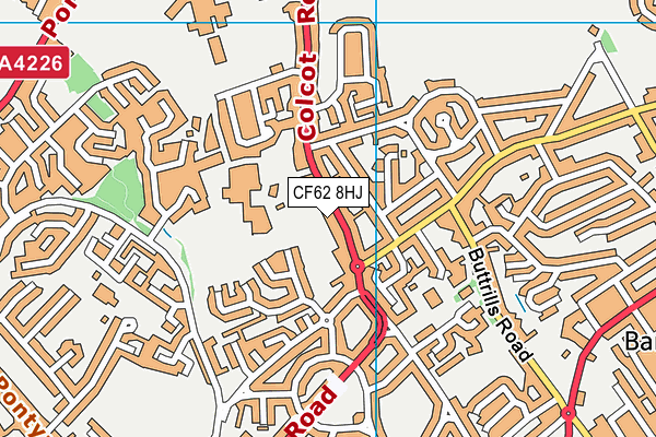 CF62 8HJ map - OS VectorMap District (Ordnance Survey)