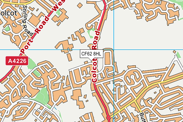 CF62 8HL map - OS VectorMap District (Ordnance Survey)