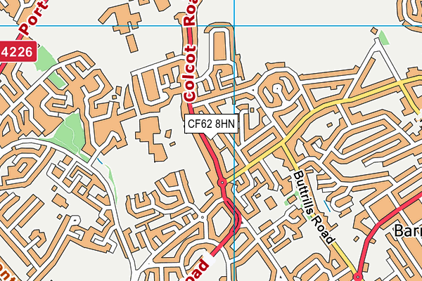 CF62 8HN map - OS VectorMap District (Ordnance Survey)