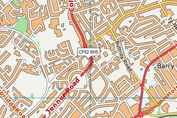 CF62 8HS map - OS VectorMap District (Ordnance Survey)