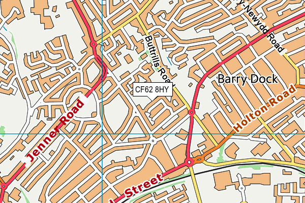 CF62 8HY map - OS VectorMap District (Ordnance Survey)