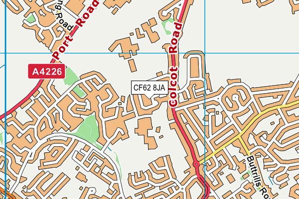 CF62 8JA map - OS VectorMap District (Ordnance Survey)