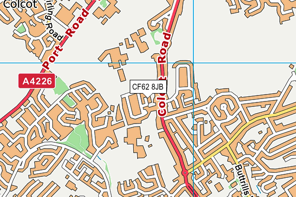 CF62 8JB map - OS VectorMap District (Ordnance Survey)