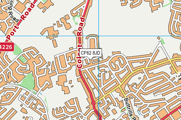 CF62 8JD map - OS VectorMap District (Ordnance Survey)