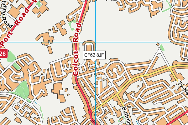 CF62 8JF map - OS VectorMap District (Ordnance Survey)