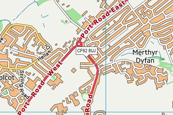 CF62 8UJ map - OS VectorMap District (Ordnance Survey)