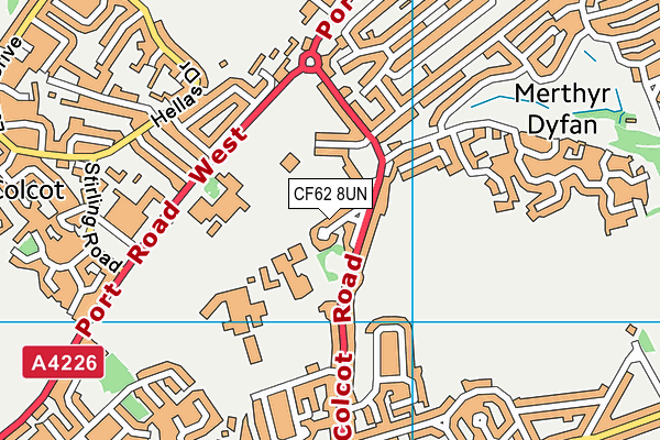 CF62 8UN map - OS VectorMap District (Ordnance Survey)