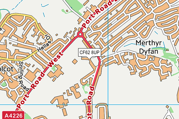 CF62 8UP map - OS VectorMap District (Ordnance Survey)