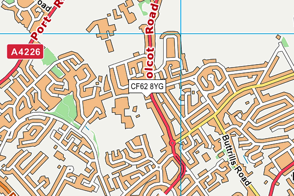 CF62 8YG map - OS VectorMap District (Ordnance Survey)