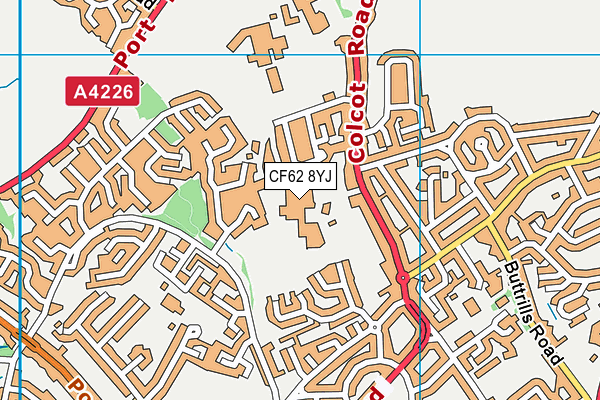 CF62 8YJ map - OS VectorMap District (Ordnance Survey)