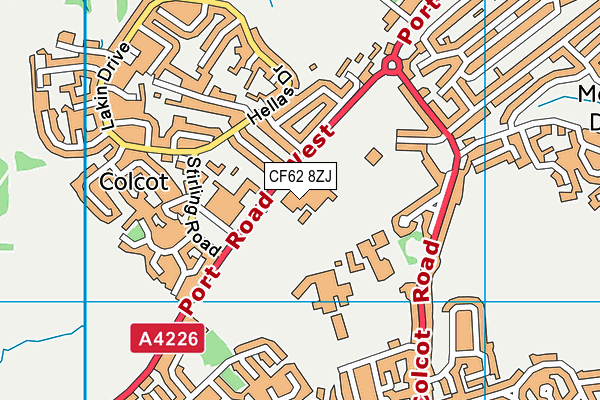 CF62 8ZJ map - OS VectorMap District (Ordnance Survey)