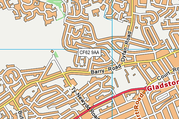 CF62 9AA map - OS VectorMap District (Ordnance Survey)