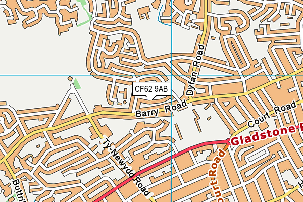 CF62 9AB map - OS VectorMap District (Ordnance Survey)