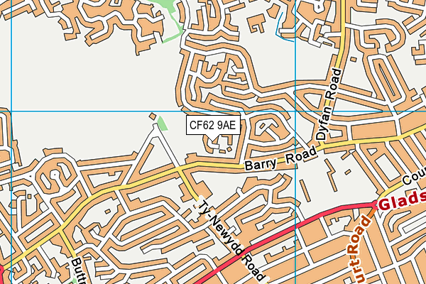 CF62 9AE map - OS VectorMap District (Ordnance Survey)