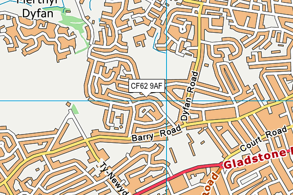 CF62 9AF map - OS VectorMap District (Ordnance Survey)