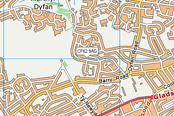 CF62 9AG map - OS VectorMap District (Ordnance Survey)