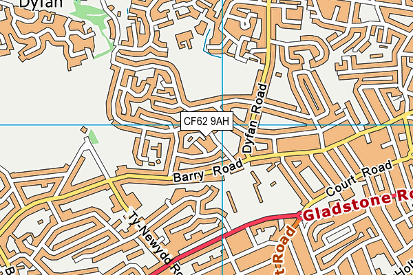 CF62 9AH map - OS VectorMap District (Ordnance Survey)