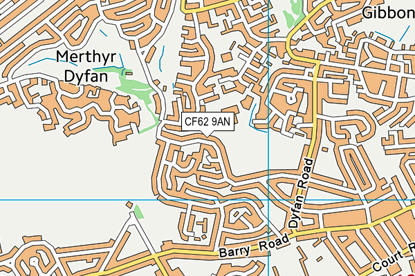 CF62 9AN map - OS VectorMap District (Ordnance Survey)