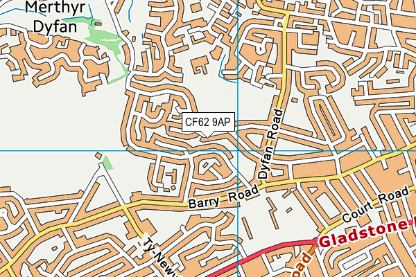 CF62 9AP map - OS VectorMap District (Ordnance Survey)