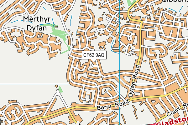 CF62 9AQ map - OS VectorMap District (Ordnance Survey)