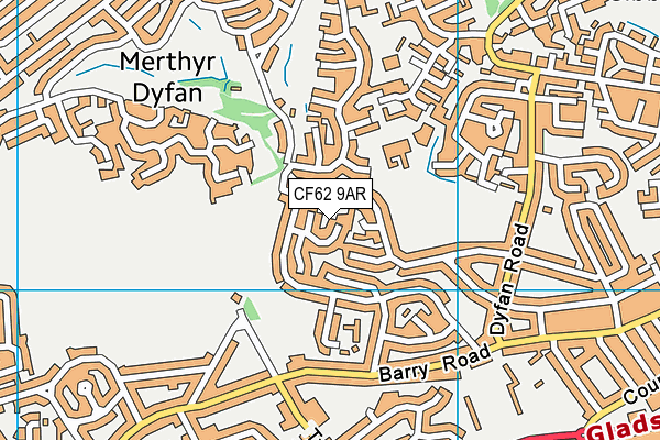 CF62 9AR map - OS VectorMap District (Ordnance Survey)