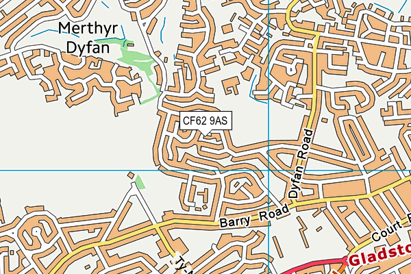 CF62 9AS map - OS VectorMap District (Ordnance Survey)