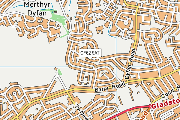 CF62 9AT map - OS VectorMap District (Ordnance Survey)