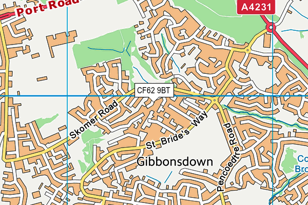 CF62 9BT map - OS VectorMap District (Ordnance Survey)