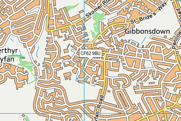 CF62 9BU map - OS VectorMap District (Ordnance Survey)