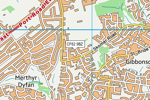 CF62 9BZ map - OS VectorMap District (Ordnance Survey)