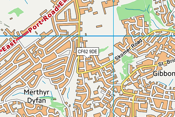 CF62 9DE map - OS VectorMap District (Ordnance Survey)