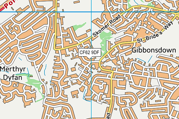 CF62 9DF map - OS VectorMap District (Ordnance Survey)